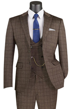 Men’s Brown 3-Piece Slim Fit Suit 