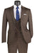 Men’s Brown 3-Piece Slim Fit Suit – 2 Button Peak Lapel Jacket with Double Breasted Vest & Flat Front Pants