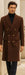 Men's Brown Wool Fabric Double breasted Overcoat  44 inch full length Topcoat
