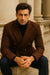 Men's Brown Wool Fabric Double breasted Overcoat  44 inch full length Topcoat