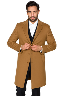Mens Cashmere Blend Camel Coat Full length - Cashmere Overcoat