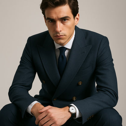 Men's Charcoal Grey - Dark Gray Fabric Double breasted Overcoat  44 inch full length Topcoat - Image 2