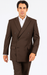 Men's Classic Fit Peak Lapel Double Breasted Brown 6 Button Suit