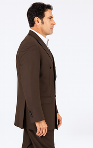 Men's Classic Fit Peak Lapel Double Breasted Brown 6 Button Suit