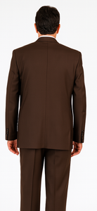 Men's Classic Fit Peak Lapel Double Breasted Brown 6 Button Suit