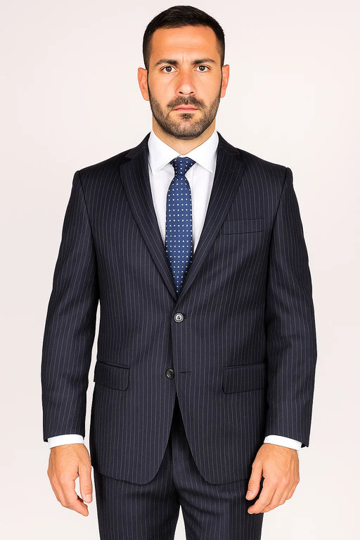 Giorgio Fiorelli Suit Men's Classic Two Buttons pinstripe Authentic Giorgio Fiorelli Brand suits Flat Front Pant