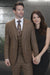 Men’s Copper Brown Micro Plaid Wool Suit – Designer Vintage Style with Vest