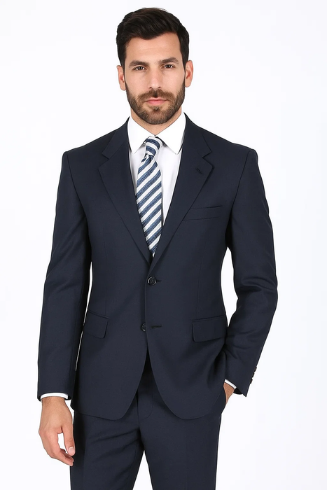 Men's Dark Navy 2 Buttons affordable cheap discounted Cheap Priced Business Suits Clearance Sale online sale