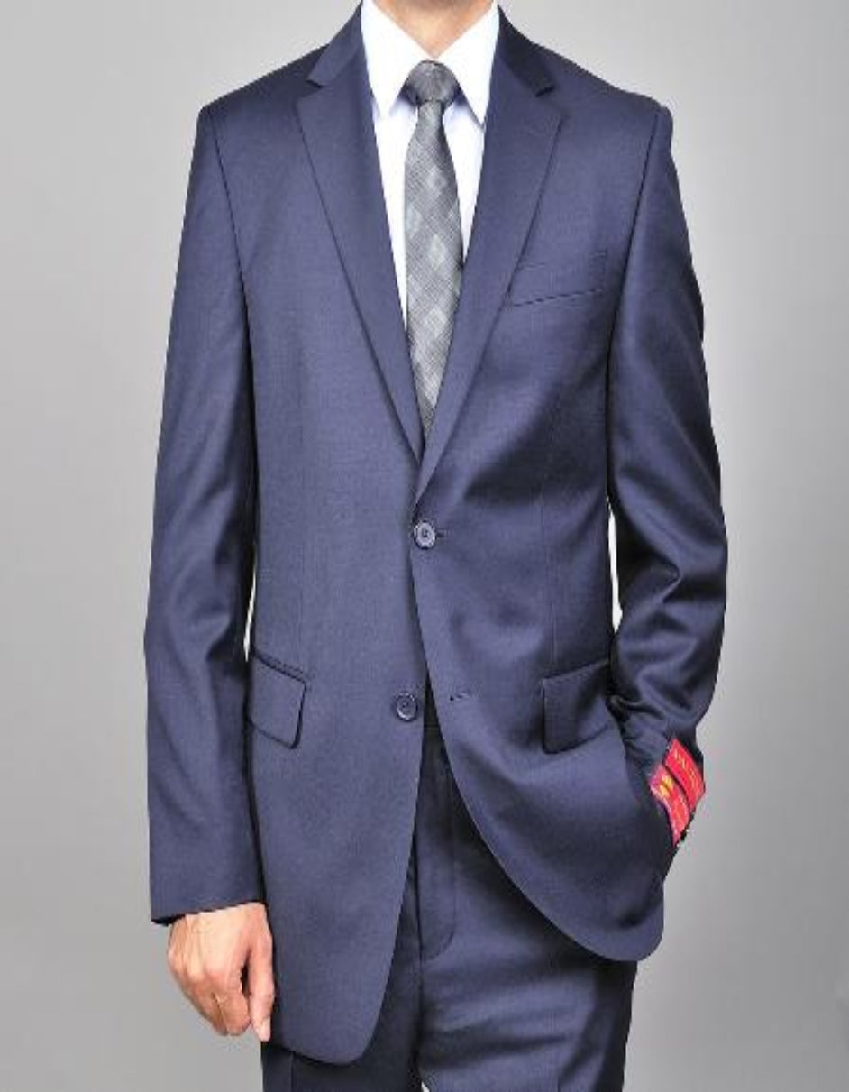 Mantoni Suit - Signature Menswear Wool Fabric SuitsOutlet - Brand Men's Dark Navy Blue Suit For Men 2-button Suit - High End Suits - High Quality Suits