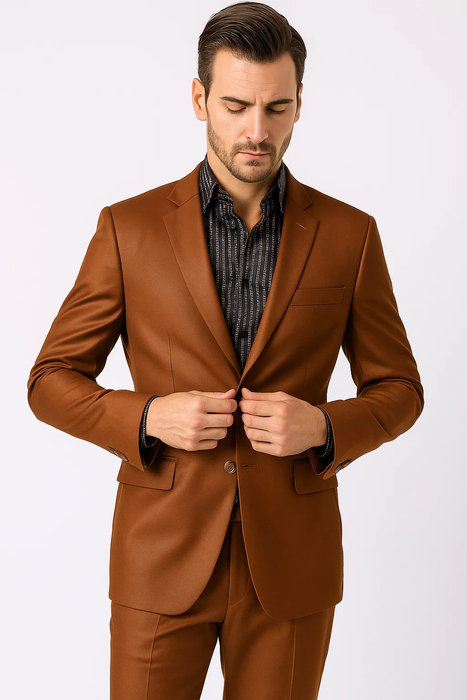 Men's Designer 2-Button With Sheen Rust 