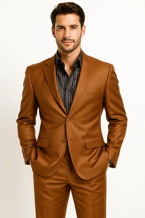 Men's Designer 2-Button With Sheen Rust 