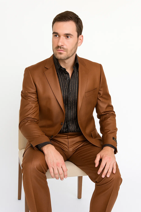 Men's Designer 2-Button With Sheen Rust 
