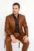 Men's Designer 2-Button With Sheen Rust ~ Peach Sharkskin Suit