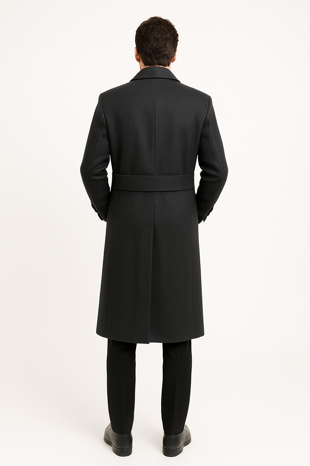 Men's Dress Coat Dress Coat Top Coat Buttons Closure Double Breasted Overcoat Charcoal Grey Full Length Maxi Coat - Image 2