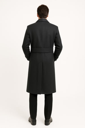 Men's Dress Coat Dress Coat Top Coat Buttons Closure Double Breasted Overcoat Charcoal Grey Full Length Maxi Coat - Image 2