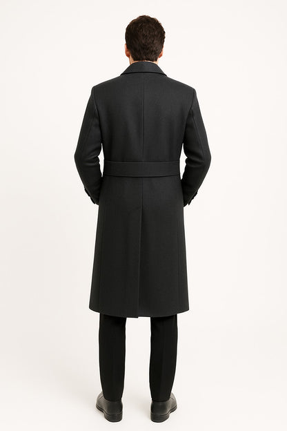 Men's Dress Coat Dress Coat Top Coat Buttons Closure Double Breasted Overcoat Charcoal Grey Full Length Maxi Coat - Image 2