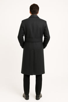 Men's Dress Coat Dress Coat Top Coat Buttons Closure Double Breasted Overcoat Charcoal Grey Full Length Maxi Coat - Image 2
