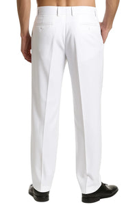Men's Dress Pants Trousers Flat Front Slacks White