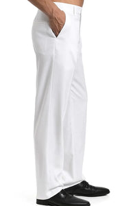 Men's Dress Pants Trousers Flat Front Slacks White