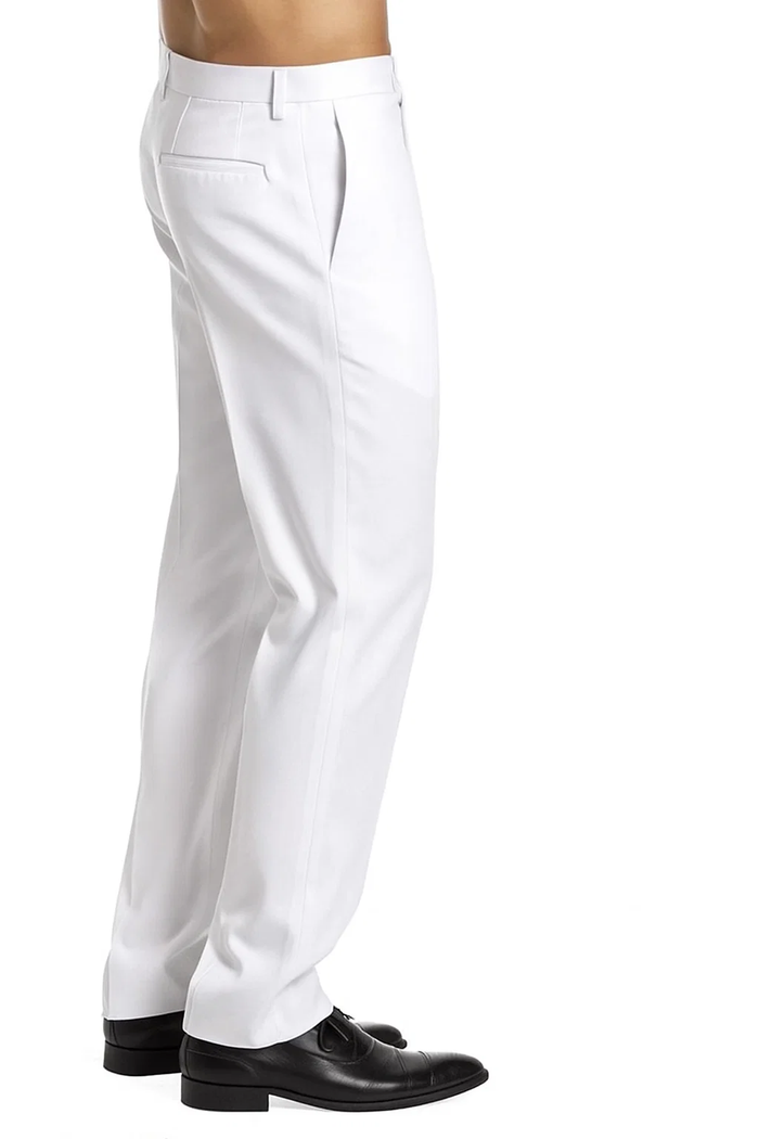 Men's Dress Pants Trousers Flat Front Slacks White
