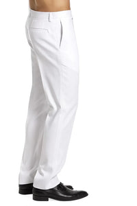 Men's Dress Pants Trousers Flat Front Slacks White