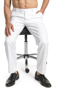 Men's Dress Pants Trousers Flat Front Slacks White