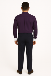 Men's Fashion Hidden Button French Cuff Mandarin Collarless Preacher Round Style Men's Dress Shirt