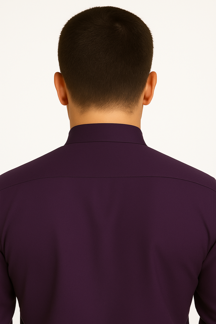 Men's Fashion Hidden Button French Cuff Mandarin Collarless Preacher Round Style Men's Dress Shirt - Image 10