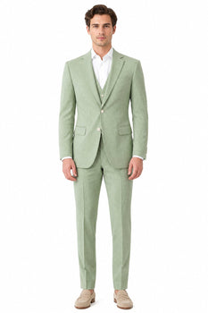 Men's  Notch Label Orange Colour Summer Seersucker Fabric Jacket and Pants 3 Piece Suit
