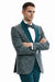 Men’s Green Splatter Print Prom Tuxedo – One Button Vintage Style with Shawl Lapel & Vest