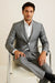 Men's Grey Tuxedo - Gray Tuxedo Suit With White Trim Lapel Slim Fit Wedding Suit - Prom Suit