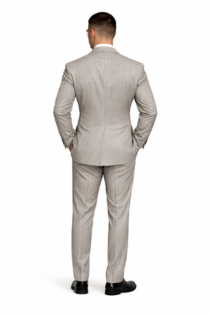 Men’s Grey and Black Pinstripe Double-Breasted Suit – 1920s Gangster Vintage Looking suit By Rossiman