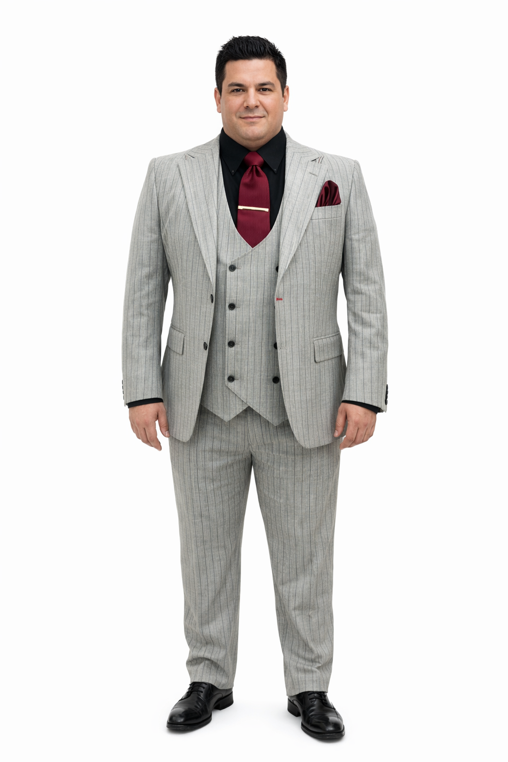 Men's Grey and Black Pinstripe Three-Piece Suit 1920s Suit Gangster Stripe Vintage Look