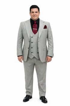 Men's Grey and Black Pinstripe Three-Piece Suit 1920s Suit Gangster Stripe Vintage Look