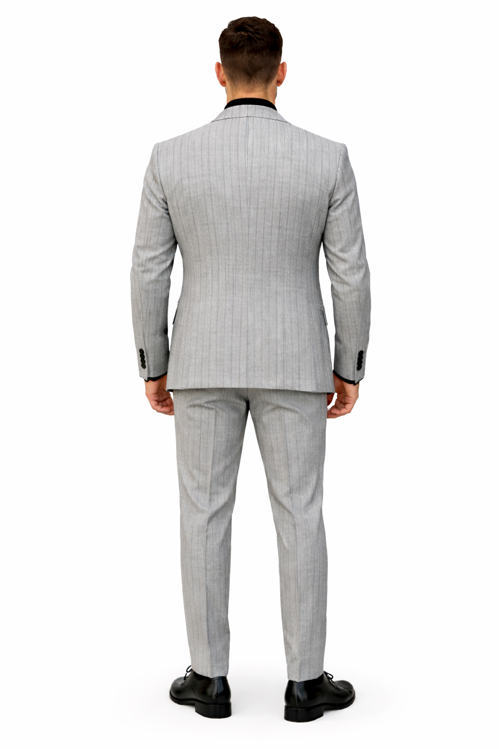 Men's Grey and Black Pinstripe Three-Piece Suit 1920s Suit Gangster Stripe Vintage Look