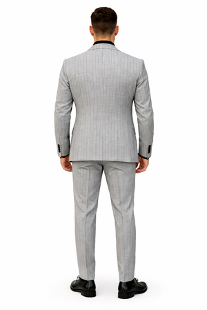 Men's Grey and Black Pinstripe Three-Piece Suit 1920s Suit Gangster Stripe Vintage Look
