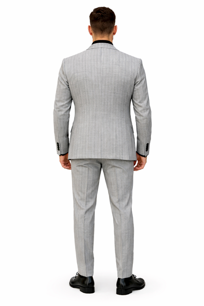 Men's Grey and Black Pinstripe Three-Piece Suit 1920s Suit Gangster Stripe Vintage Look