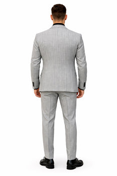 Men's Grey and Black Pinstripe Three-Piece Suit 1920s Suit Gangster Stripe Vintage Look