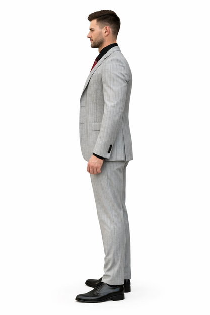 Men's Grey and Black Pinstripe Three-Piece Suit 1920s Suit Gangster Stripe Vintage Look