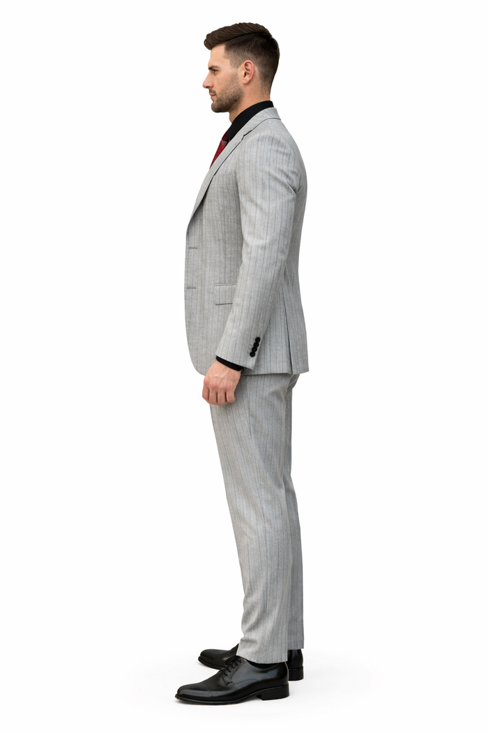Men's Grey and Black Pinstripe Three-Piece Suit 1920s Suit Gangster Stripe Vintage Look