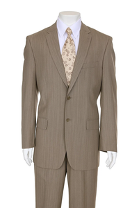 Men's Light Beige ~ Tan ~ Taupe Stripe ~ Pinstripe 2-Button Cheap Priced Business Suits Clearance Sale