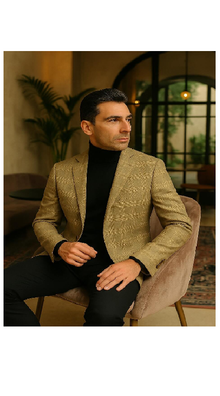 Men's Light Brown Plaid Sport Coat – Classic Check Blazer for Business and Casual Wear in Tan Windowpane Taupe Color