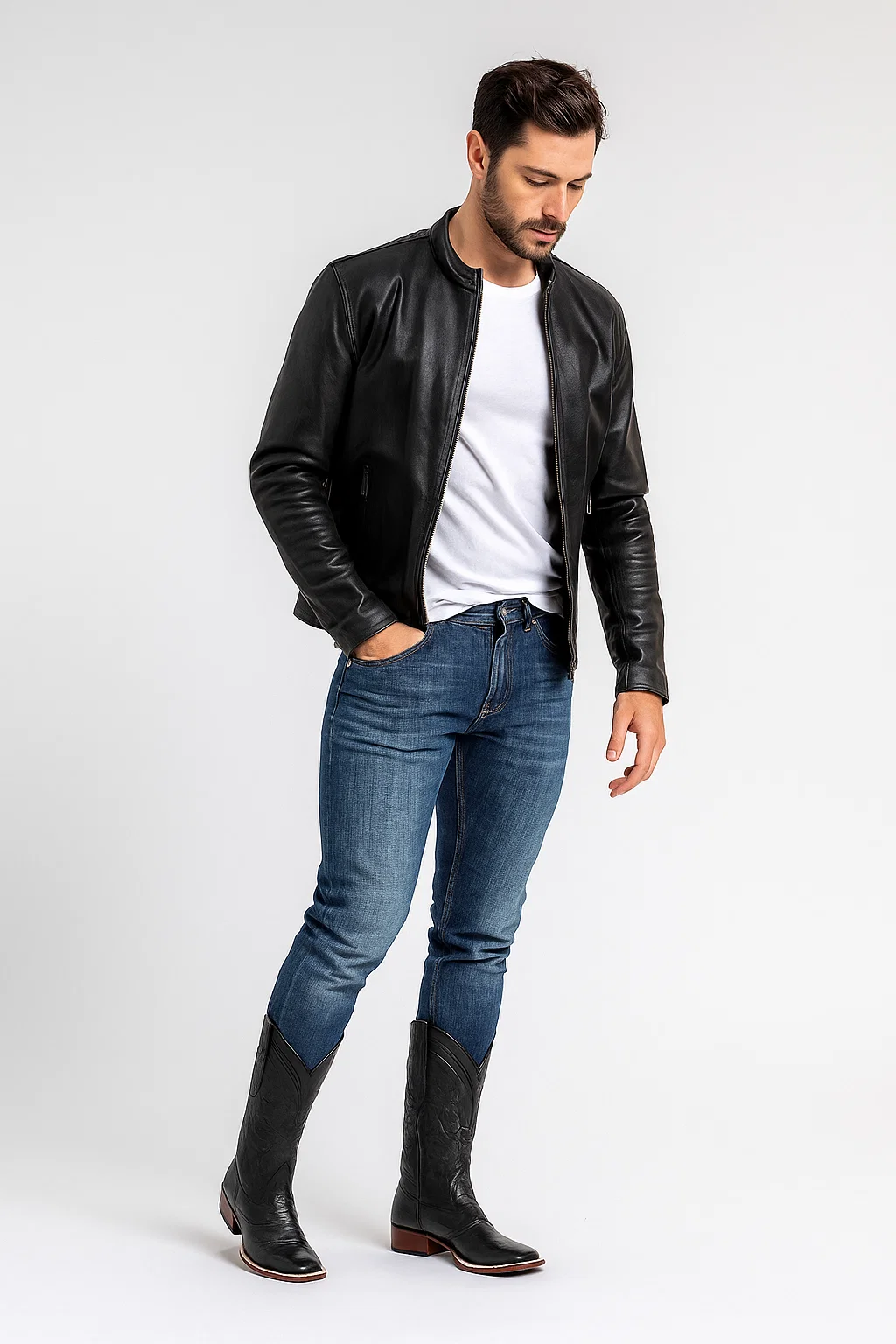 Men's Los Altos Boots Wide Square Toe Genuine Ostrich Leg Dress Cowboy Boot Cheap Priced For Sale Online W/ Saddle Vamp Black - Botas De Avestruz - Image 2