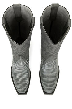 Men's Los Altos Boots 7 Toe Genuine Teju Lizard Sanded Black Leather Boots Handcrafted - Image 4