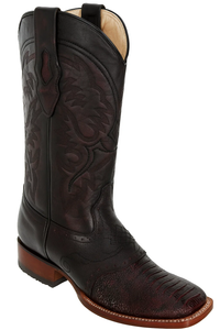 Men's Los Altos Boots Black Cherry Ostrich Leg Wide Square Toe Dress Cowboy Boot Cheap Priced For Sale Online W/ Saddle Vamp - Botas De Avestruz