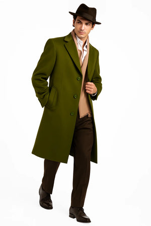 Men’s Olive Green Wool Dress Coat