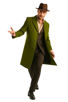 Men’s Olive Green Wool Dress Coat