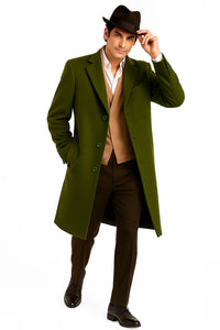 Men’s Olive Green Wool Dress Coat