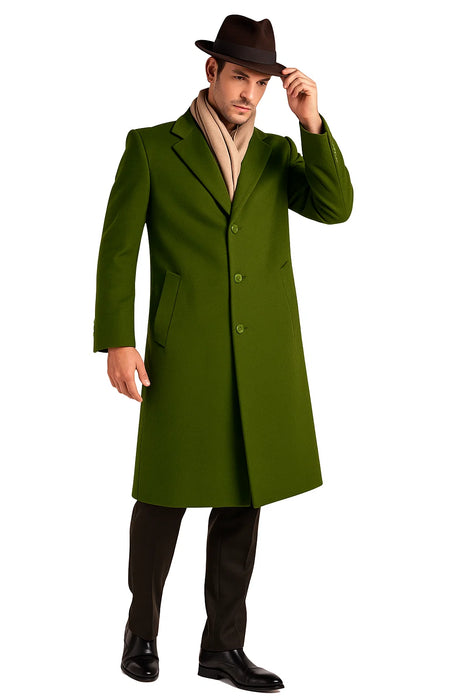 Men’s Olive Green Wool Dress Coat