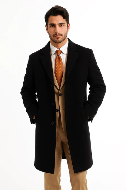  Men's Overcoat Wool 3 Buttons